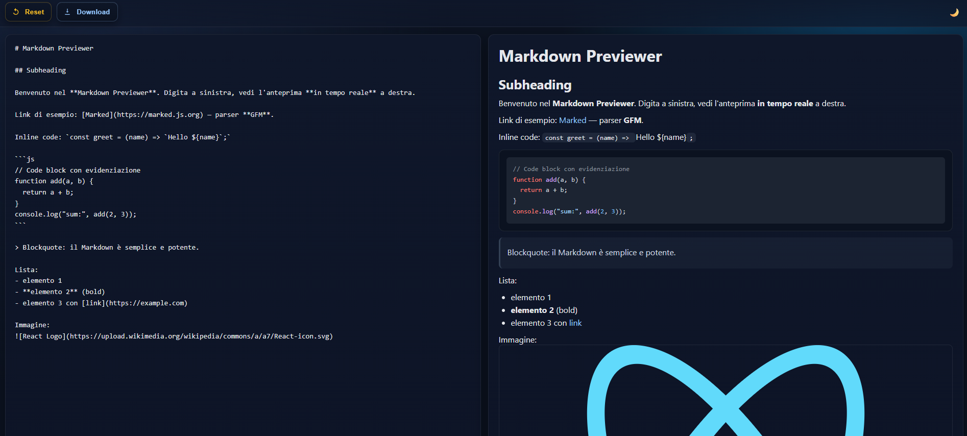 Anteprima Markdown Previewer