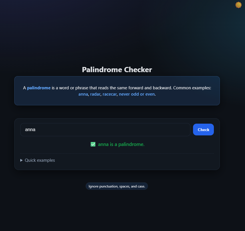 Anteprima Palindrome Checker